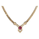 Christian Dior Colored Stone Necklace Metal Gold Tone Auth SW2532-1