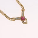 Christian Dior Colored Stone Necklace Metal Gold Tone Auth SW2532-3