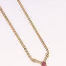 Christian Dior Colored Stone Necklace Metal Gold Tone Auth SW2532-4