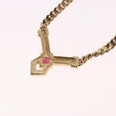Christian Dior Colored Stone Necklace Metal Gold Tone Auth SW2532-8