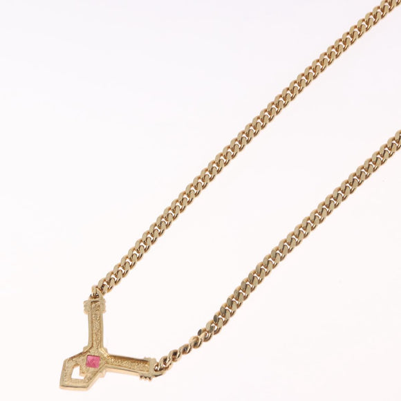 Christian Dior Colored Stone Necklace Metal Gold Tone Auth SW2532