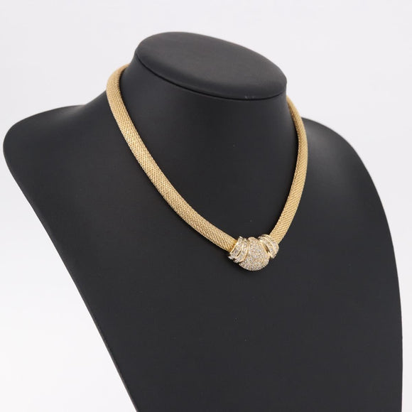Christian Dior Choker Necklace Metal Gold Tone Auth SW2534A