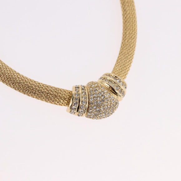 Christian Dior Choker Necklace Metal Gold Tone Auth SW2534A