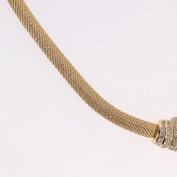 Christian Dior Choker Necklace Metal Gold Tone Auth SW2534A