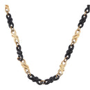 Christian Dior Chain Necklace Metal Black Gold Auth SW2535-1