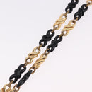 Christian Dior Chain Necklace Metal Black Gold Auth SW2535-10
