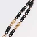 Christian Dior Chain Necklace Metal Black Gold Auth SW2535-11
