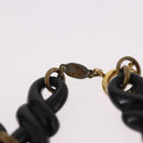 Christian Dior Chain Necklace Metal Black Gold Auth SW2535-14