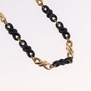 Christian Dior Chain Necklace Metal Black Gold Auth SW2535-3