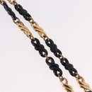 Christian Dior Chain Necklace Metal Black Gold Auth SW2535-4