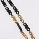 Christian Dior Chain Necklace Metal Black Gold Auth SW2535-6