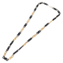 Christian Dior Chain Necklace Metal Black Gold Auth SW2535-8