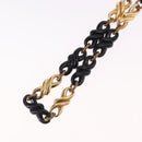 Christian Dior Chain Necklace Metal Black Gold Auth SW2535-9