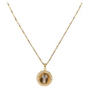 SAINT LAURENT Initials Cointop Necklace Metal Gold Tone Auth SW2536-1