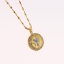 SAINT LAURENT Initials Cointop Necklace Metal Gold Tone Auth SW2536-3
