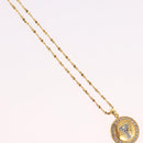 SAINT LAURENT Initials Cointop Necklace Metal Gold Tone Auth SW2536-4