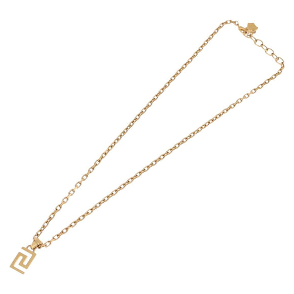 VERSACE Greca Top Necklace Metal Gold Tone Auth SW2537A