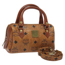 MCM Vicetos Logogram Hand Bag PVC Leather 2way Brown Auth sw254-1