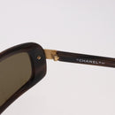 CHANEL Sunglasses Plastic Brown Gold CC Auth SW2589-10