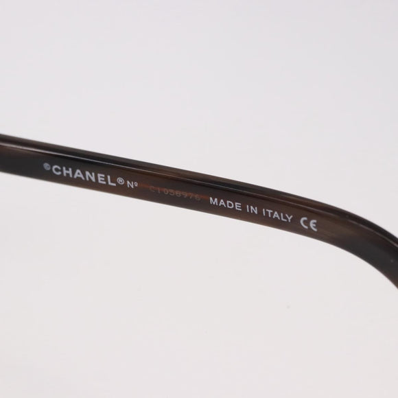 CHANEL Sunglasses Plastic Brown Gold CC Auth SW2589