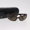 CHANEL Sunglasses Plastic Brown Gold CC Auth SW2589-14