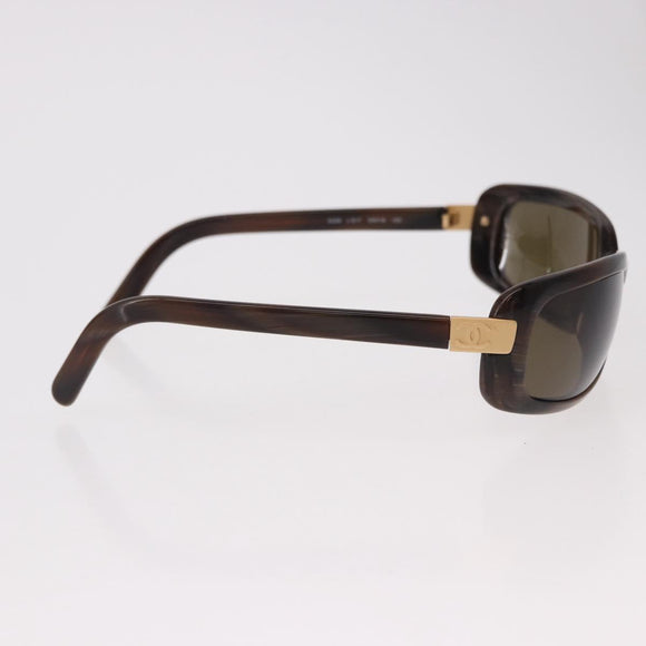 CHANEL Sunglasses Plastic Brown Gold CC Auth SW2589