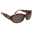 CHANEL COCO Mark Sunglasses Plastic Brown Gold CC Auth SW2591-1