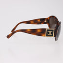 CHANEL COCO Mark Sunglasses Plastic Brown Gold CC Auth SW2591-6