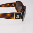 CHANEL COCO Mark Sunglasses Plastic Brown Gold CC Auth SW2591-7