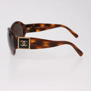 CHANEL COCO Mark Sunglasses Plastic Brown Gold CC Auth SW2591-8