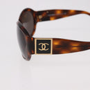 CHANEL COCO Mark Sunglasses Plastic Brown Gold CC Auth SW2591-9