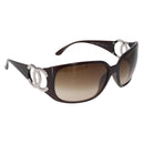 CHANEL COCO Mark Sunglasses Plastic Brown Silver CC Auth SW2592V-1