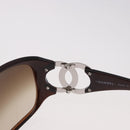 CHANEL COCO Mark Sunglasses Plastic Brown Silver CC Auth SW2592V-8