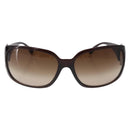 CHANEL COCO Mark Sunglasses Plastic Brown Silver CC Auth SW2592V-13