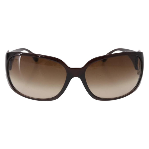 CHANEL COCO Mark Sunglasses Plastic Brown Silver CC Auth SW2592V