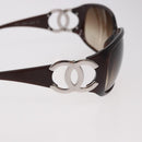 CHANEL COCO Mark Sunglasses Plastic Brown Silver CC Auth SW2592V-6