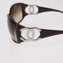 CHANEL COCO Mark Sunglasses Plastic Brown Silver CC Auth SW2592V-14