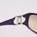 CHANEL COCO Mark Sunglasses Plastic Purple Silver CC Auth SW2593V-9