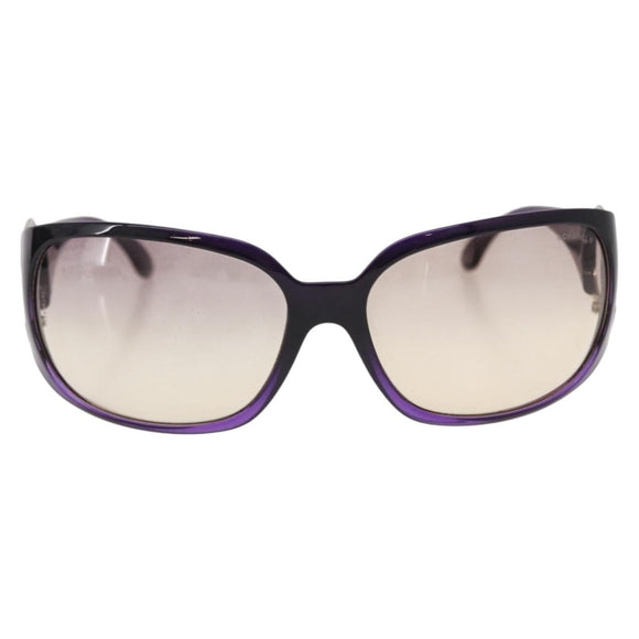 CHANEL COCO Mark Sunglasses Plastic Purple Silver CC Auth SW2593V