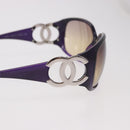CHANEL COCO Mark Sunglasses Plastic Purple Silver CC Auth SW2593V-6