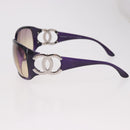 CHANEL COCO Mark Sunglasses Plastic Purple Silver CC Auth SW2593V-7