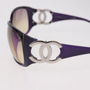 CHANEL COCO Mark Sunglasses Plastic Purple Silver CC Auth SW2593V-14