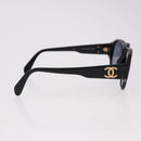 CHANEL COCO Mark Sunglasses Plastic Black Gold CC Auth SW2595-6