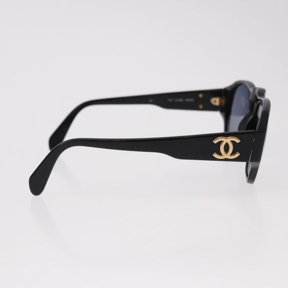 CHANEL COCO Mark Sunglasses Plastic Black Gold CC Auth SW2595