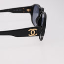 CHANEL COCO Mark Sunglasses Plastic Black Gold CC Auth SW2595-7