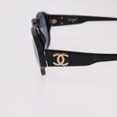 CHANEL COCO Mark Sunglasses Plastic Black Gold CC Auth SW2595-9