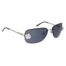 CHANEL Camelia Sunglasses Metal Light Blue Silver CC Auth SW2597V-1