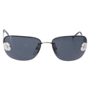 CHANEL Camelia Sunglasses Metal Light Blue Silver CC Auth SW2597V-2