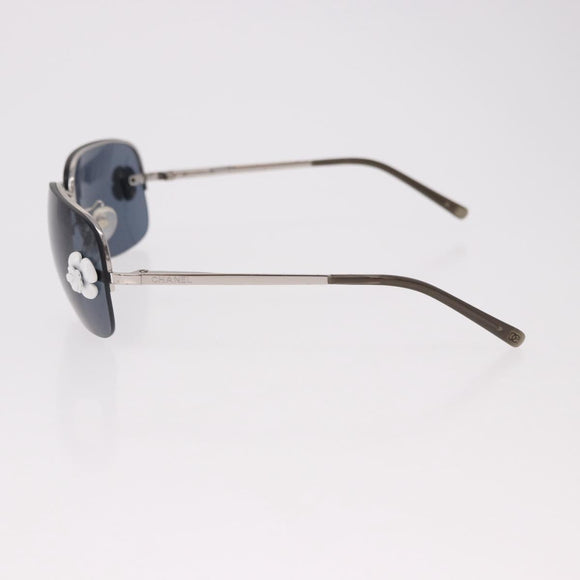 CHANEL Camelia Sunglasses Metal Light Blue Silver CC Auth SW2597V