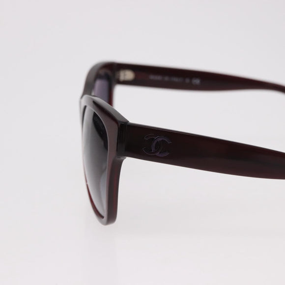 CHANEL COCO Mark Sunglasses Plastic Brown CC Auth SW2598